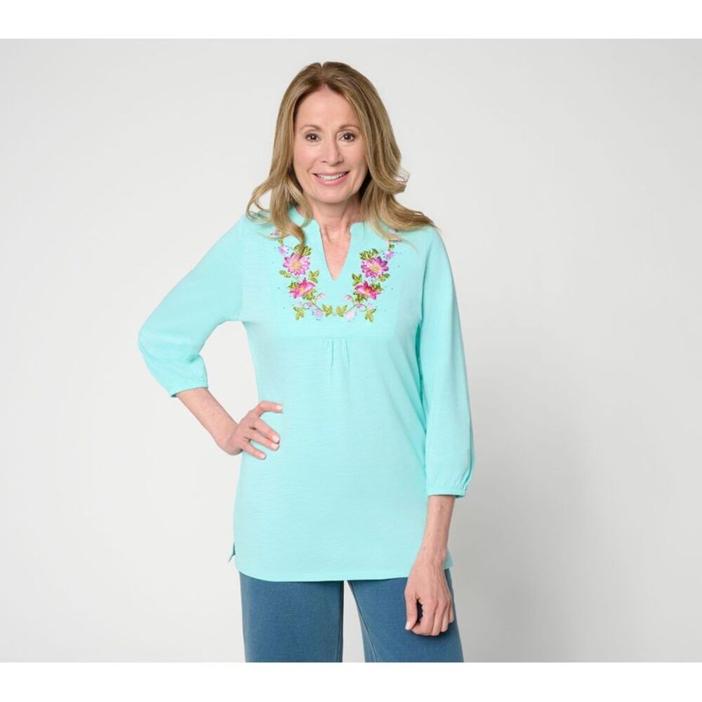 Quacker Factory Women's Top Sz M Make Your Selection: Petal Blue